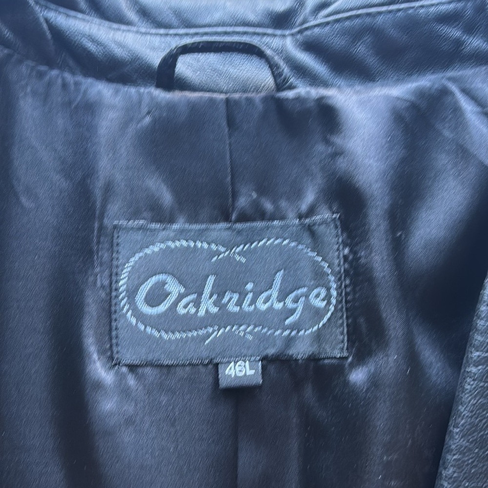 Oakridge Men's Genuine Leather Black Blazer Oversized Long - Picture 10 of 12